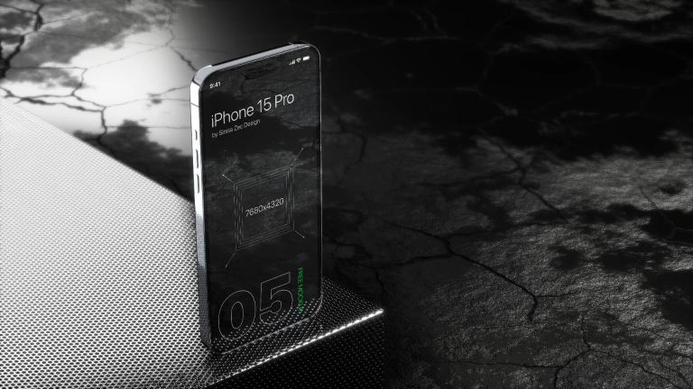 iphone 15 Pro free photoshop template on dark background